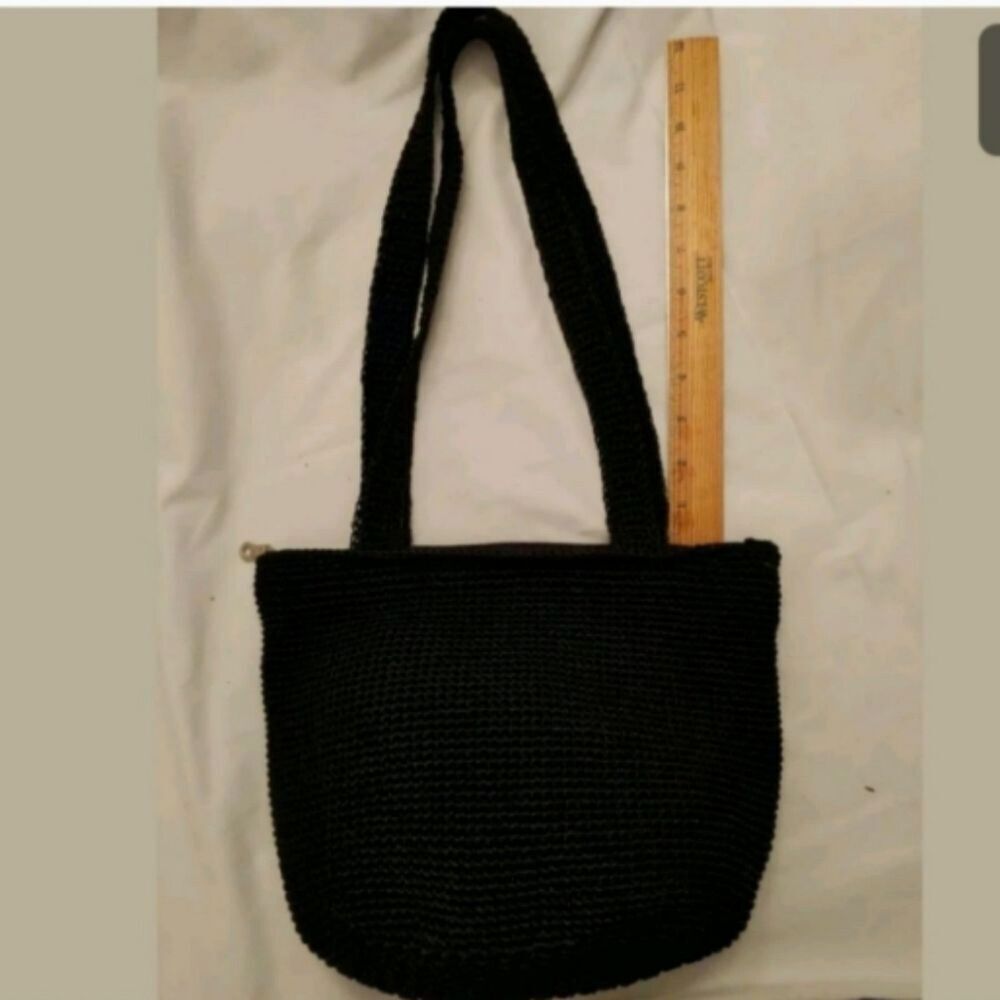 Macy's VINTAGE Macrame handbag BLACK Women's Casual.